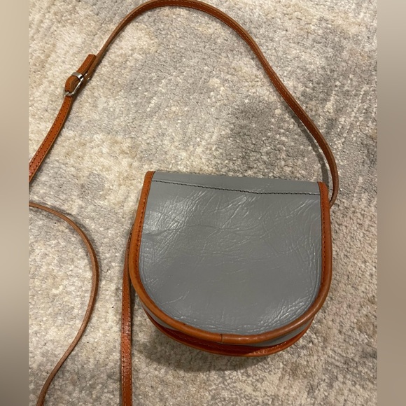 Genuine Leather Small Gray Crossbody Purse Made in Italy 🇮🇹 Florence - Picture 3 of 10